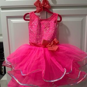 Dance recital costume Pink Tutu Dress with Bow